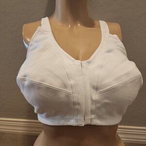 Comfort Choice Bra 40G White Wireless Unlined Front Closure Cotton